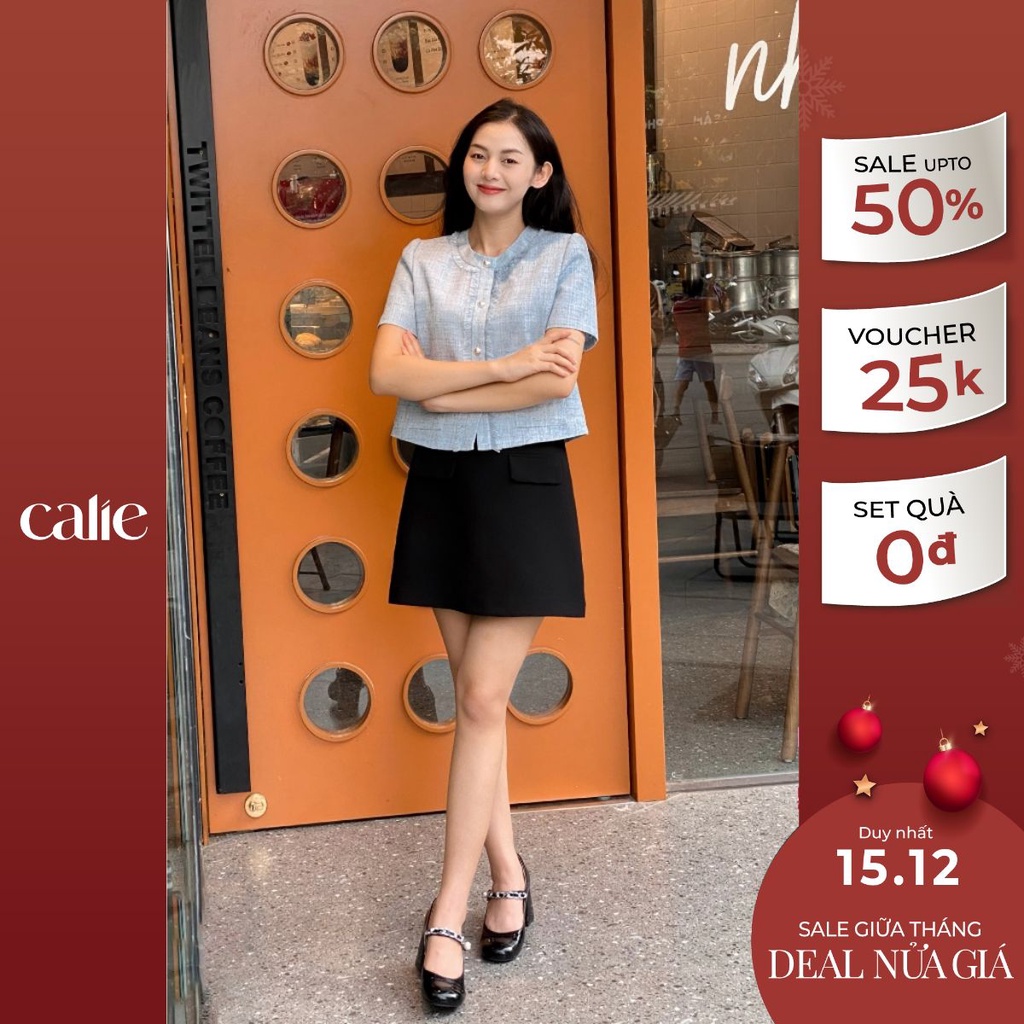 Chân váy A basic 2 nắp túi bên sườn Calie CA065