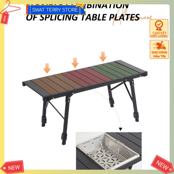 Bàn dù lịch nướng BBQ ngoài trời có thể xếp gọn Camping IGT Tourist Table Adjustable Height Outdoor