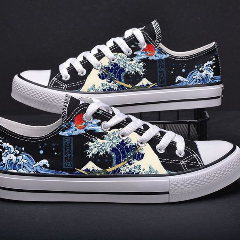 Mẫu Giầy nữ Wave hand-painted shoes