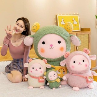 Gấu bông hình Cừu nhồi bông đeo túi cao cấp - Gấu bông cừu lông xù sẵn có