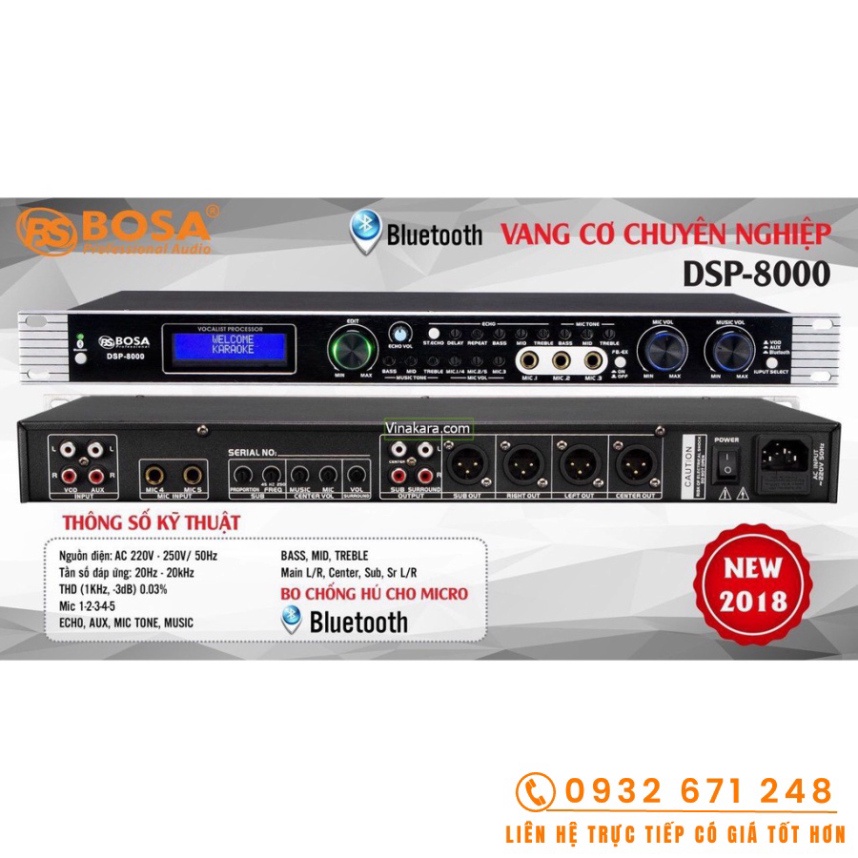 Vang Cơ Bosa DSP-8000 Bluetooth chống hú chính hãng - Vinakara Audio
