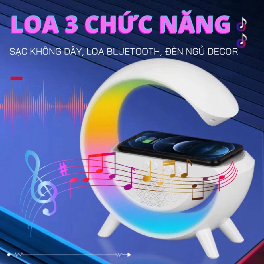 Loa Bluetooth Thông Minh Chữ G, Năng Sạc Không Dây Tích Hợp Nhiều loại đèn không khí đầy màu sắc với thời gian chờ lâu