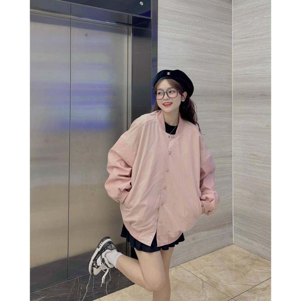 Áo khoác bomber trơn phối tay da from rộng - meo1998_store - Aokhoacbomber A27 hot