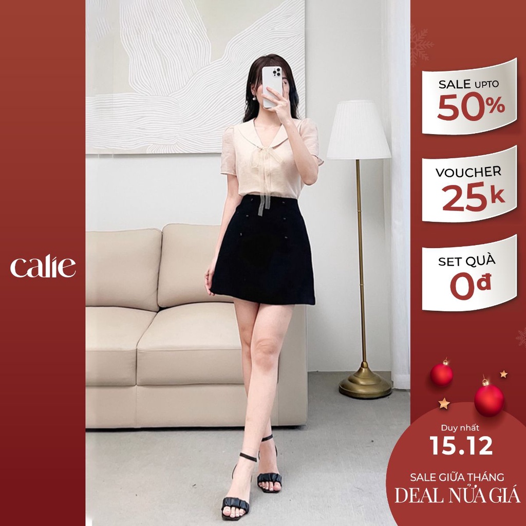 Chân váy trơn dáng A cách điệu tôn dáng Calie CA032
