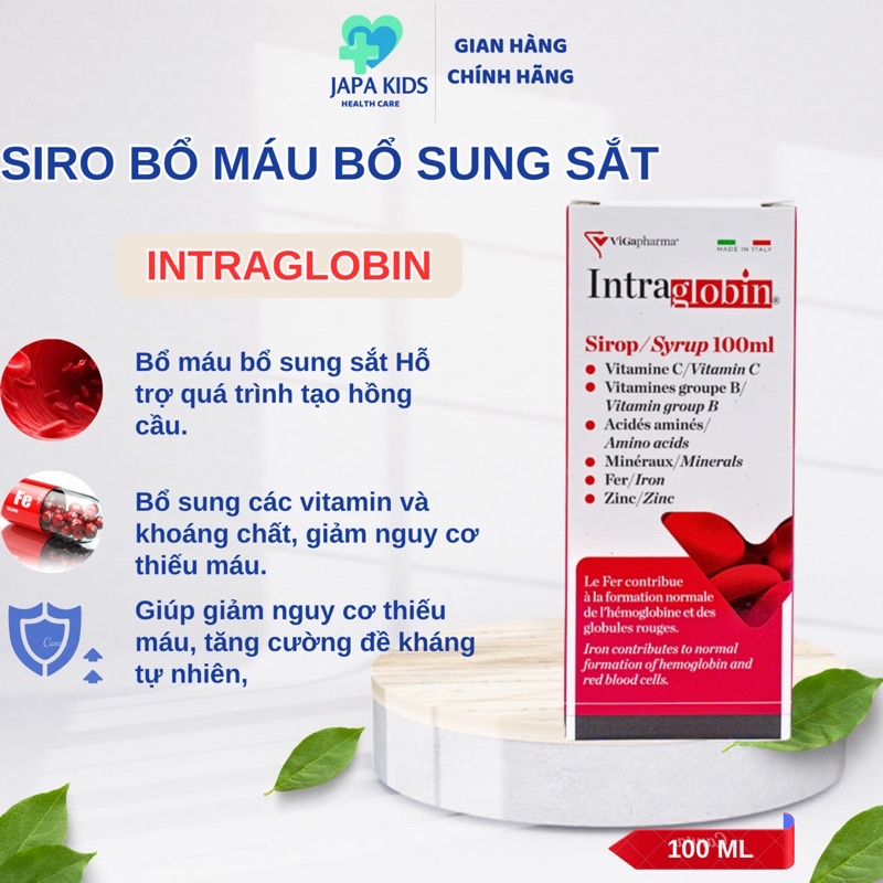 Bổ Máu Bổ Sung Sắt Với Siro Bổ Máu INTRA GLOBIN Bổ Máu Tái Tạo Hồng Cầu Tăng Đề Kháng Chăm Sóc Sức Khoẻ