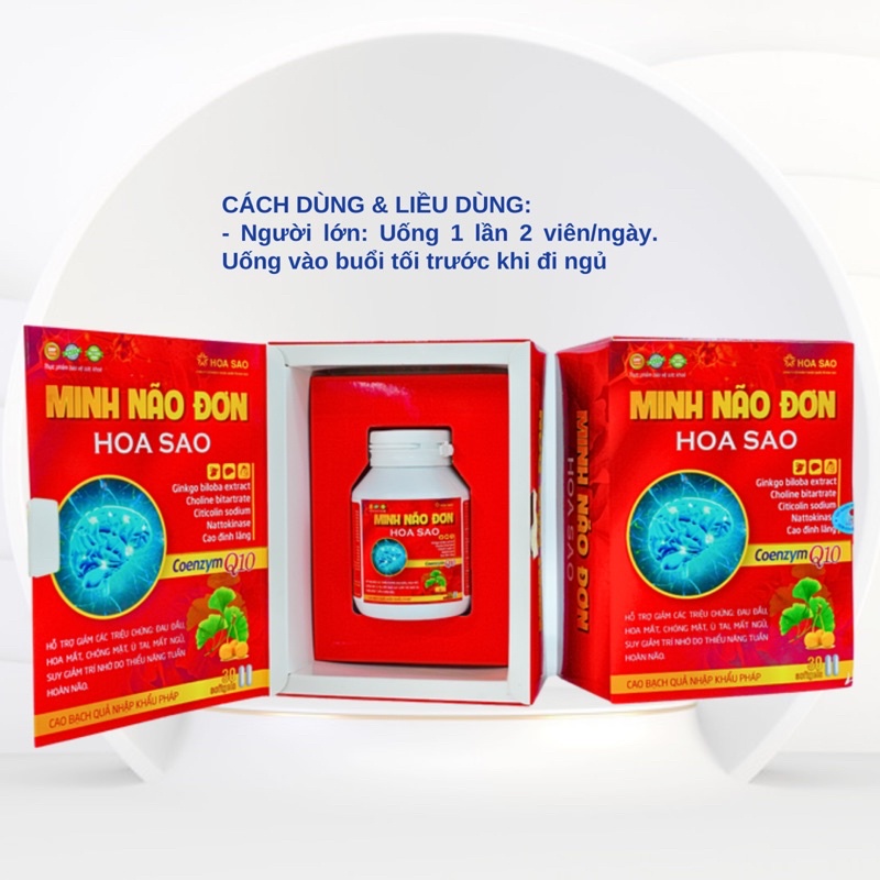 Viên Uống Hoạt Huyết Dưỡng Não Minh Não Đơn Hỗ Trợ Hoạt Huyết Phòng Suy Giảm Trí Nhớ Thiểu Năng Tuần Hoàn Máu Kém