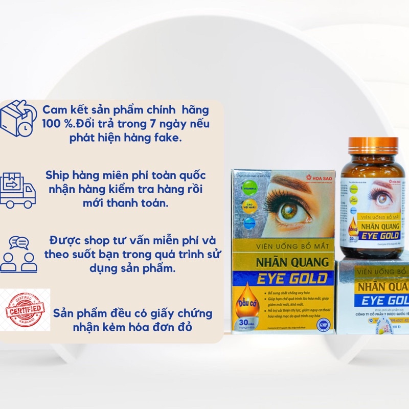 Viên Uống Bổ Mắt Nhãn Quang Eye Gold Giúp Tăng Thị Lực Giảm Mỏi Mắt Khô Mắt Chăm Sóc Sức Khoẻ Mắt