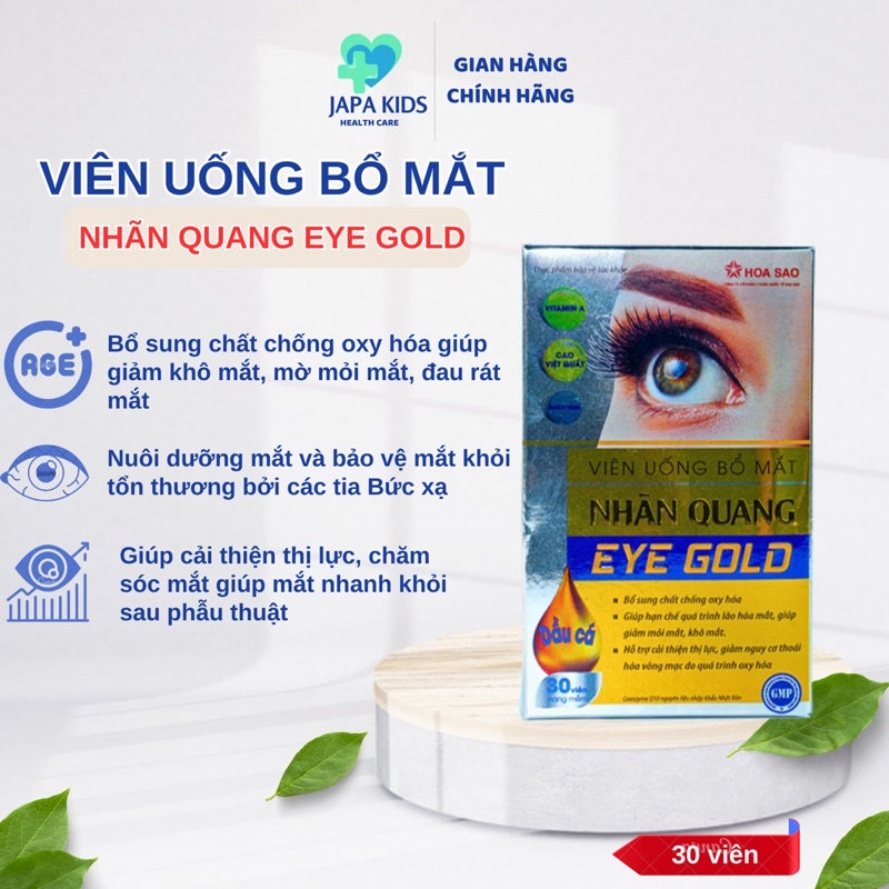 Viên Uống Bổ Mắt Nhãn Quang Eye Gold Giúp Tăng Thị Lực Giảm Mỏi Mắt Khô Mắt Chăm Sóc Sức Khoẻ Mắt