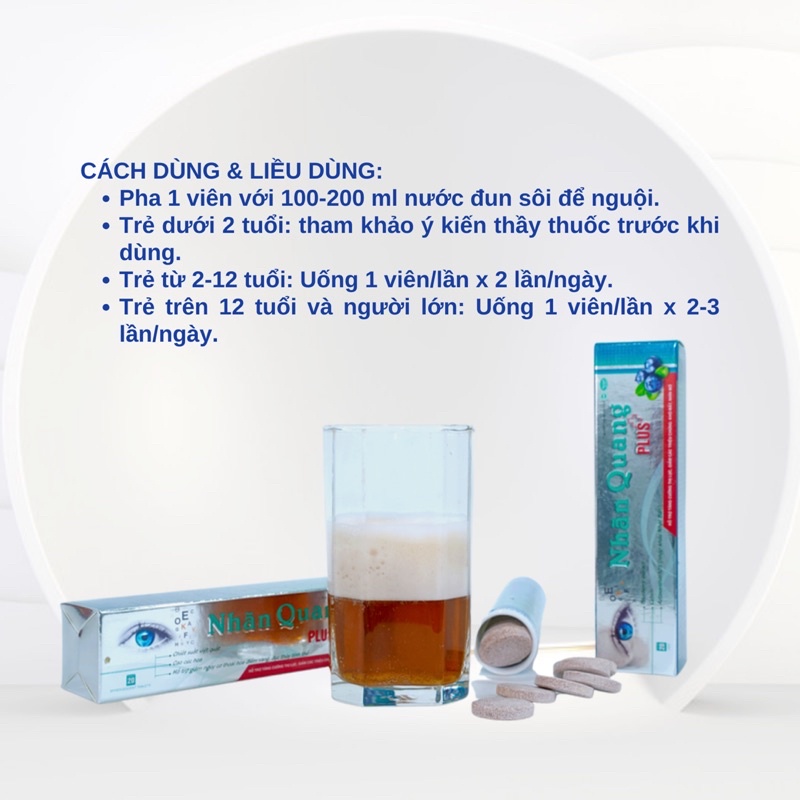 Viên Sủi Bổ Mắt Nhãn Quang Plus Giúp Tăng Cường Thị Lực Giảm Mờ Mắt Mỏi Mắt Chăm Sóc Sức Khoẻ Cho Mắt