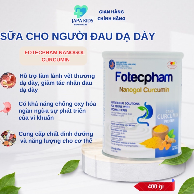 Sữa Bột Cho Người Đau Dạ Dày Giải Pháp Dinh Dưỡng Cho Người Đau Dạ Dày Fotecpham Nanogol Curcumin
