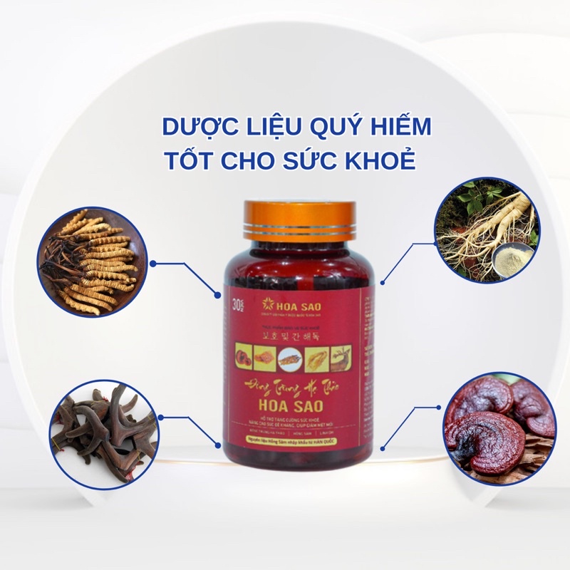 Viên Uống Bồi Bổ Sức Khỏe Đông Trùng Hạ Thảo Hoa Sao Bồi Bổ Cơ Thể Suy Nhược Tăng Tuần Hoàn Máu