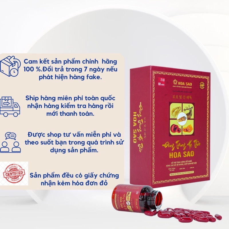 Viên Uống Bồi Bổ Sức Khỏe Đông Trùng Hạ Thảo Hoa Sao Bồi Bổ Cơ Thể Suy Nhược Tăng Tuần Hoàn Máu
