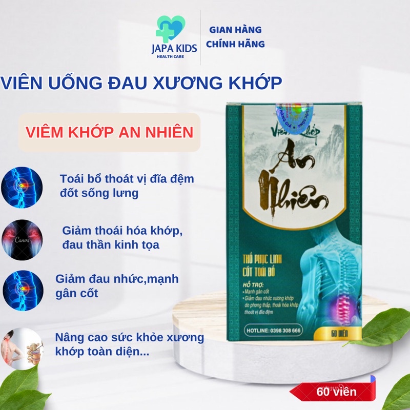 Viên Uống Xương Khớp An Nhiên Giảm Viêm Khớp Thoát Vị Đĩa Đệm Thoái Hóa Cột Sống Đau Thần Kinh Tọa Chính Hãng