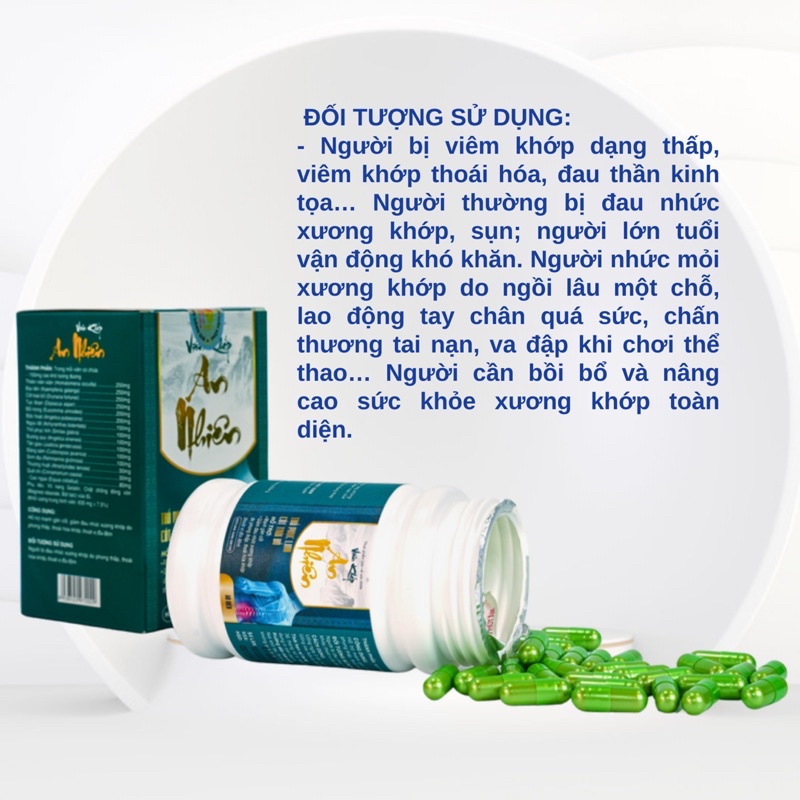 Viên Uống Xương Khớp An Nhiên Giảm Viêm Khớp Thoát Vị Đĩa Đệm Thoái Hóa Cột Sống Đau Thần Kinh Tọa Chính Hãng