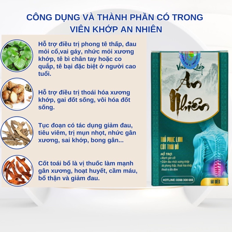 Viên Uống Xương Khớp An Nhiên Giảm Viêm Khớp Thoát Vị Đĩa Đệm Thoái Hóa Cột Sống Đau Thần Kinh Tọa Chính Hãng
