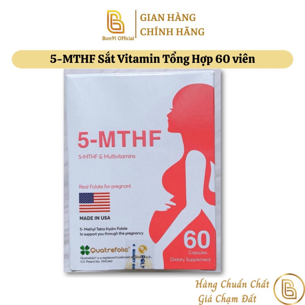 5-MTHF Sắt Vitamin Tổng Hợp 60 viên Hỗ Trợ Sinh Sản Ngăn Dị Tật Thai Nhi [Chính Hãng] (tem công ty)