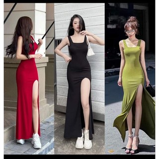 Đầm 2 dây bigsize 40-120kg dáng dài xẻ tà