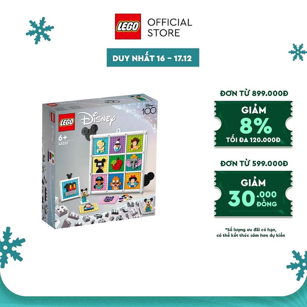 LEGO Disney Classic 43221 Đồ chơi lắp ráp Khung tranh kỉ niệm nhân vật Disney 100 (1,022 chi tiết)
