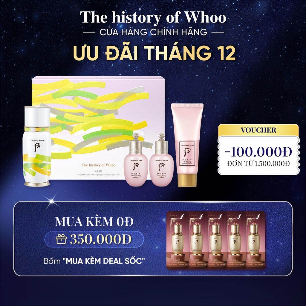 Bộ sản phẩm trải nghiệm tinh chất tuần hoàn Whoo Bichup First Moist 50ml