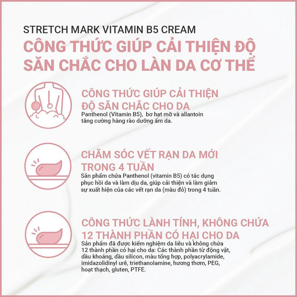 Kem dưỡng cải thiện vết rạn với Vitamin B5 INNISFREE Stretch Mark Provitamin B5 Cream 150 mL