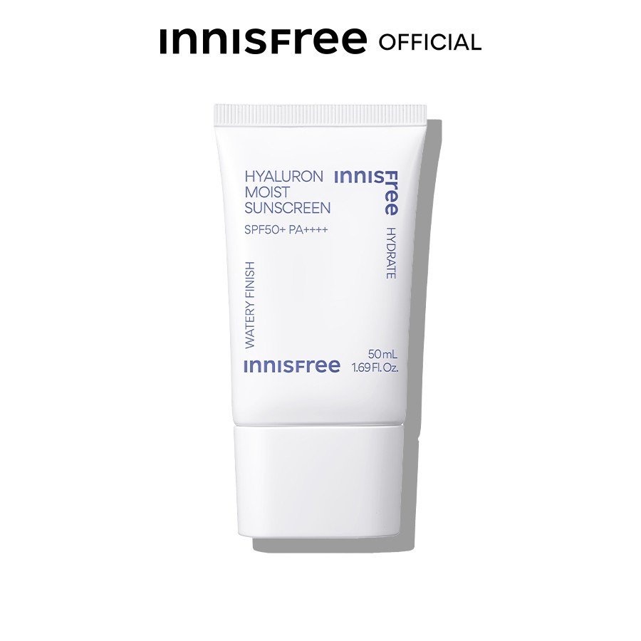 Kem chống nắng dưỡng ẩm & cải thiện nếp nhăn innisfree Hyaluron Moist Sunscreen Essence Texture SPF50+ PA++++ 50 mL