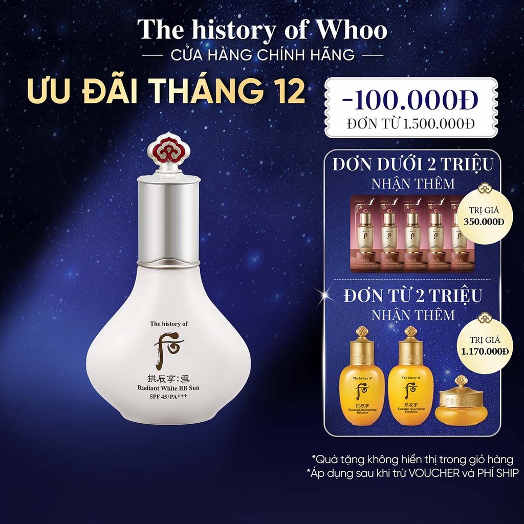Kem BB trang điểm chống nắng Whoo Gongjinhyang Seol Radiant White BB Sun SPF45/PA+++ 40ml