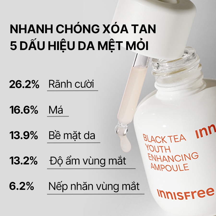 Tinh chất phục hồi da và chống lão hóa trà đen innisfree Black Tea Youth Ampoule 50 mL (New 2023)