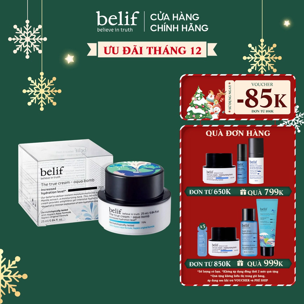 Kem cấp ẩm tức thì dạng gel Belif The True Cream Aqua Bomb - PHIÊN BẢN TIỆN LỢI 25ML