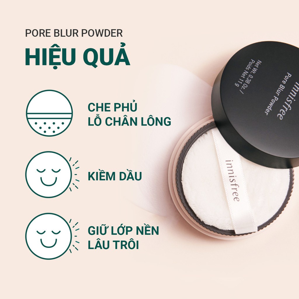 [Mã COSIF10 giảm 10% đơn 400K] Phấn phủ che phủ lỗ chân lông dạng bột innisfree Pore Blur Powder 11 g