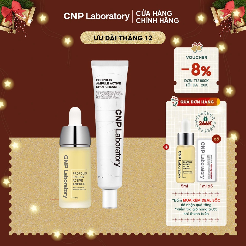 Combo phục hồi keo ong: Tinh chất & kem dưỡng phục hồi da CNP Laboratory Propolis Combo