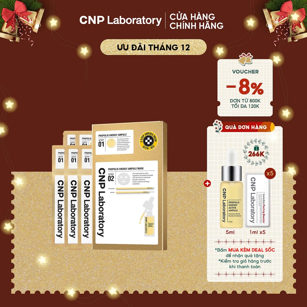 Bộ 5 mặt nạ keo ong tái tạo da CNP Laboratory Propolis Energy Ampule (5 x 41.5ml)