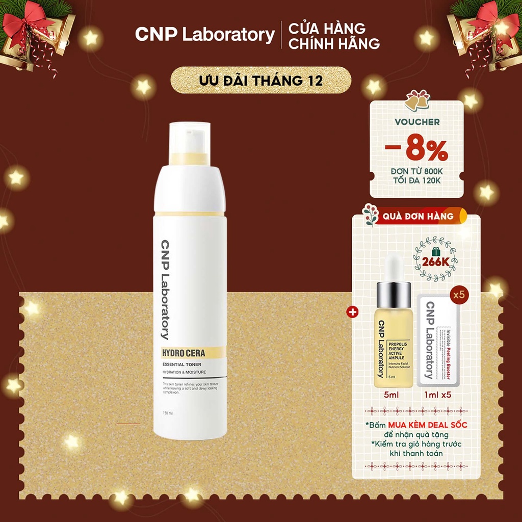 Nước cân bằng dưỡng ẩm chuyên sâu CNP Laboratory Hydro Cera Essential Toner 150ml
