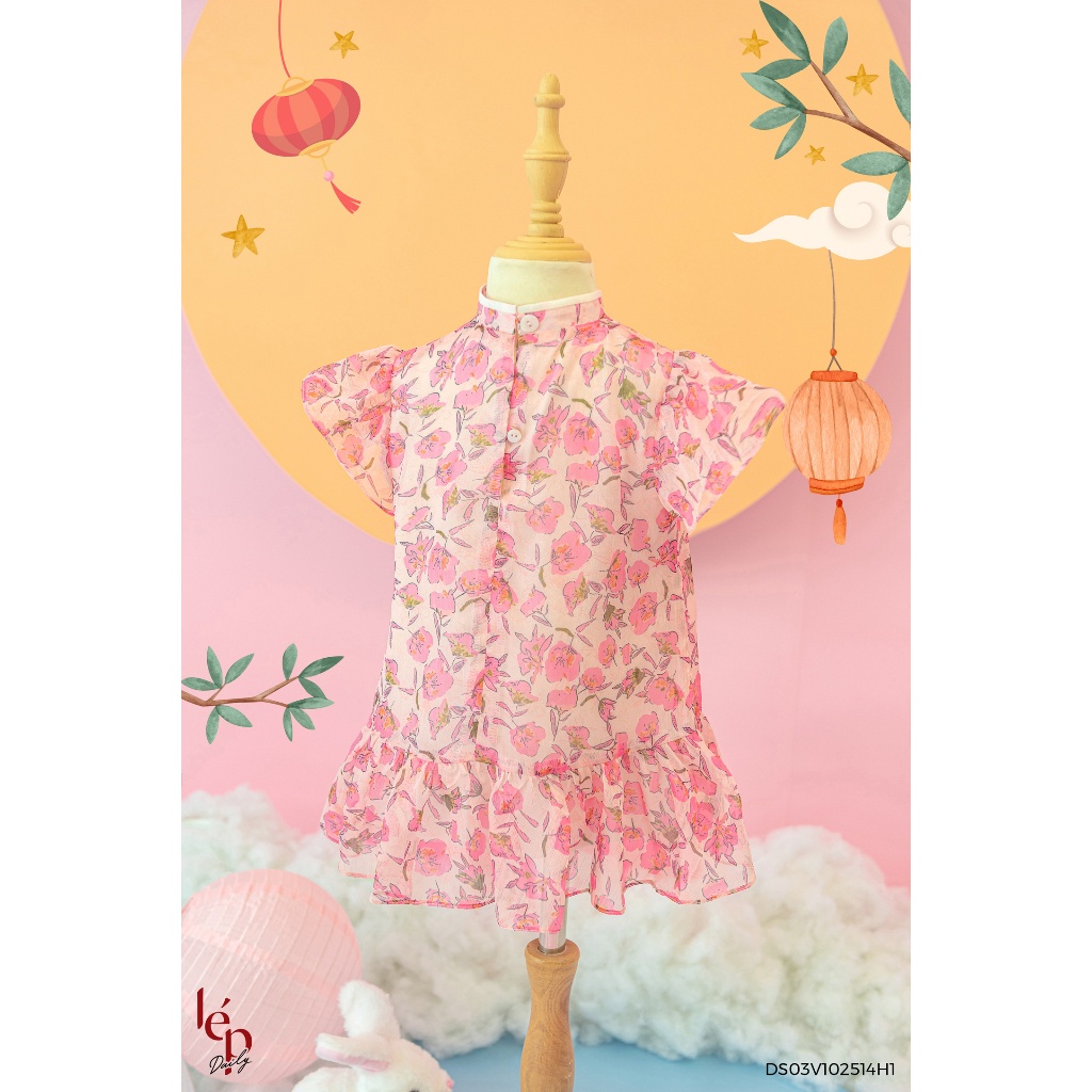 Váy em bé sườn xám hồng đuôi cá Lep' DS03V102514H1