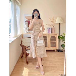Váy cổ đổ nhún hông 1VA01943BE Lep'
