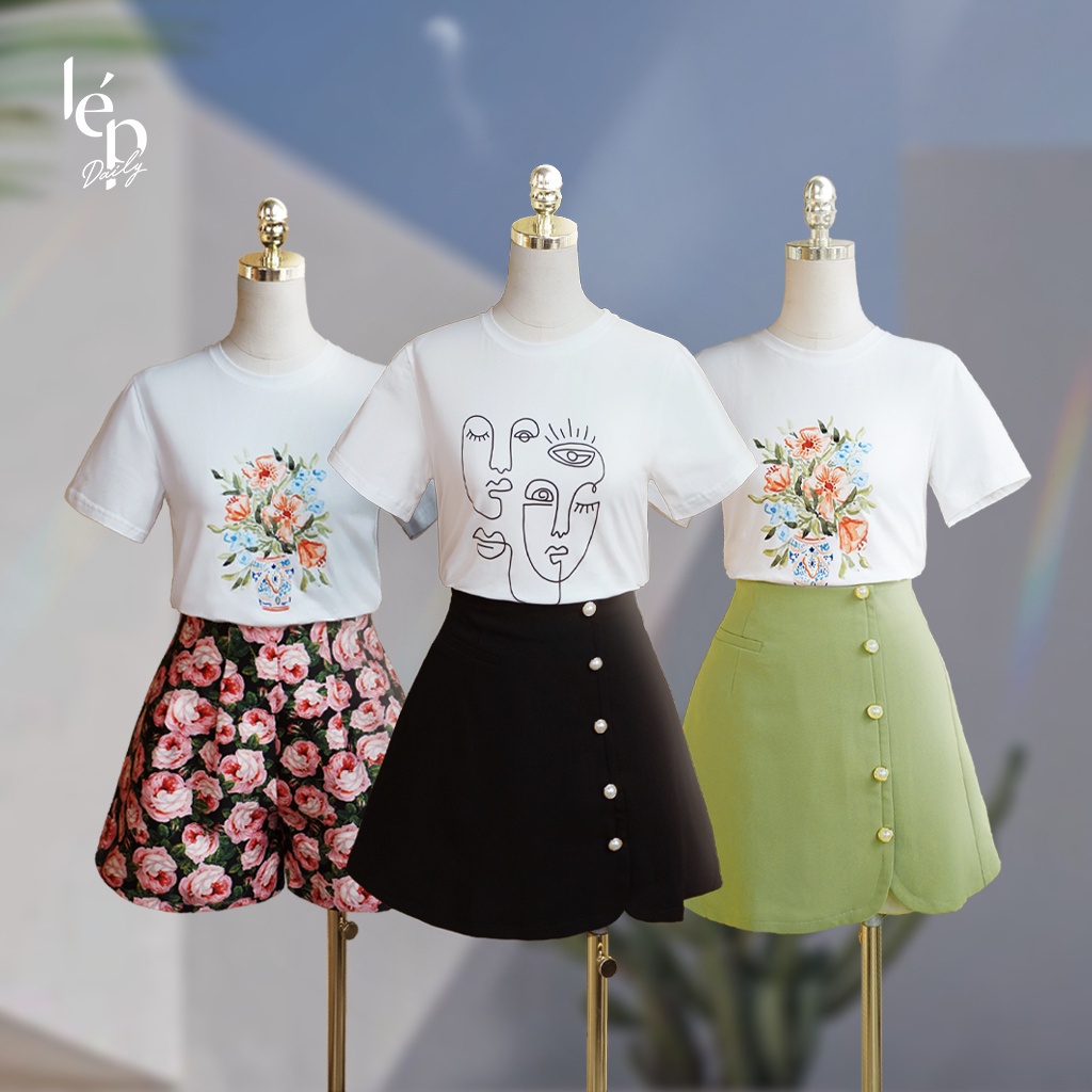 Tổng hợp chân váy các mẫu họa tiết và trơn nhiều kiểu dáng Lep'