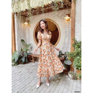 Váy cổ vuông nhún ngực 1VA775CA Lep'