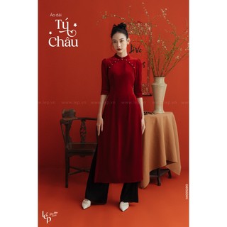 Áo dài tết tú châu lep' 3ao052do