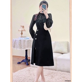 Áo sơ mi đen phối zen 1ao0138de lep'