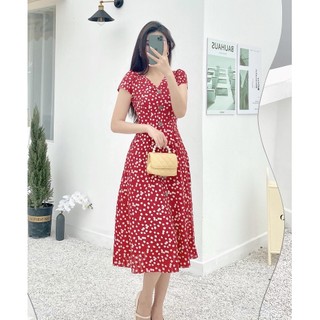 Váy cổ V 1 hàng cúc 1VA068RD Lep'