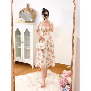 Váy hoa be cổ vuông dúm ngực 2va01502be lep'