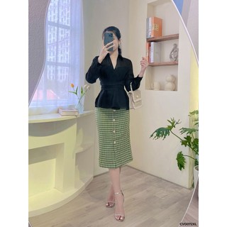 Chân váy kẻ xanh 1cv0072xl lep'