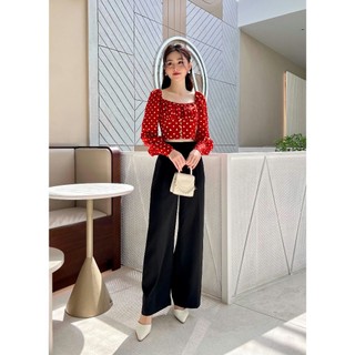 Áo cổ vuông nhún ngực lep' 1ao0127do