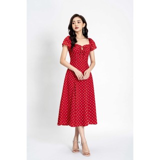 Váy chấm bi rút ngực_1va959do_lep'
