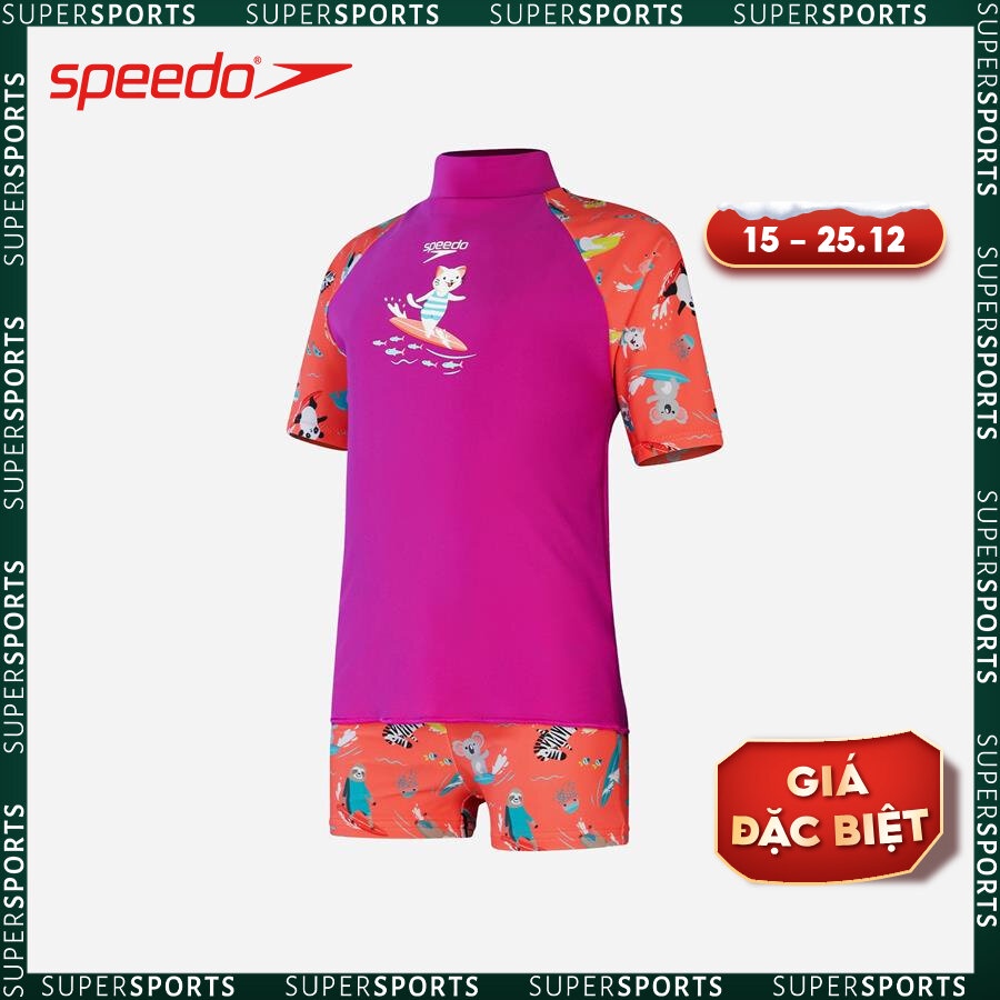 Bộ đồ bơi chống nắng bé gái Speedo Digi Rash Top - 8-1188215154
