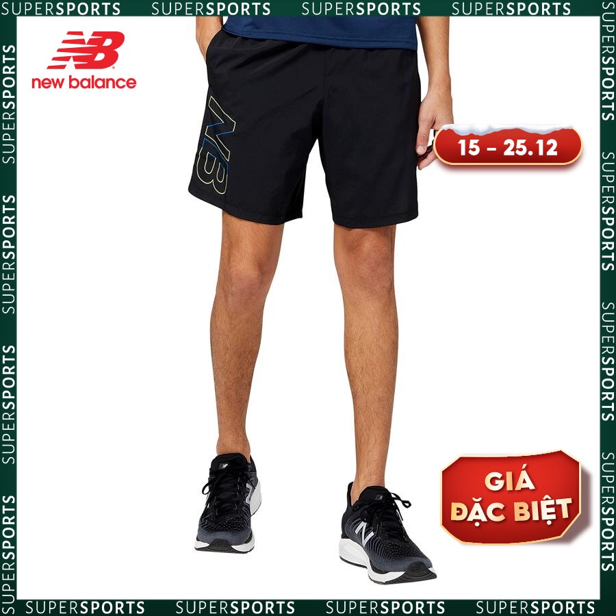 Quần ngắn thể thao nam New Balance APP RUNNING SHORTS M BLACK MULTI - MS23246BM