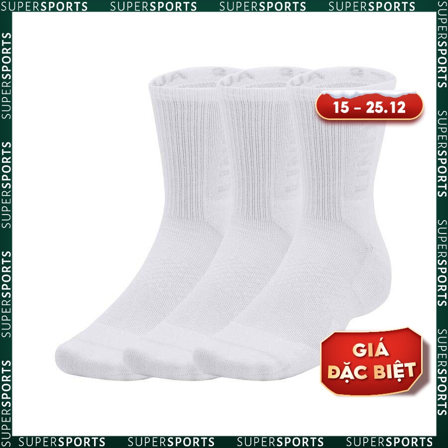 Vớ thể thao unisex Under Armour 3-Maker 3Pk Mid-Crew - 1373084-100