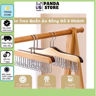 Móc gỗ 8 móc treo đồ, móc treo đồ lót, cà vạt, móc treo chìa khóa đa năng