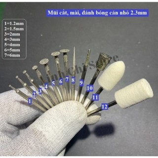 Mũi cắt, mài, đầu len đánh bóng cho các máy mài mini, máy mài nhỏ cán 2.35mm