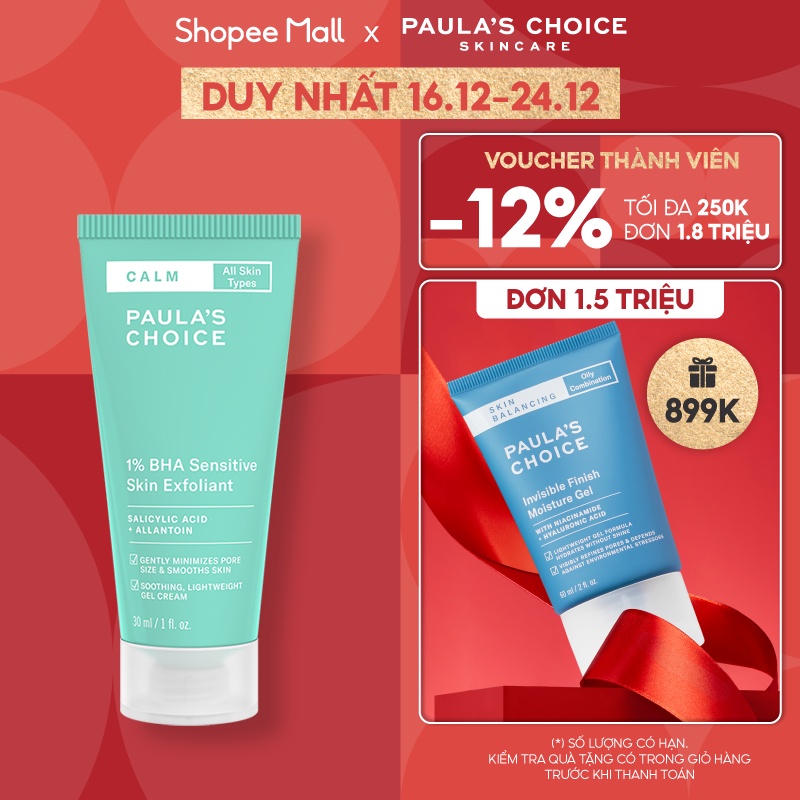 Gel loại bỏ tế bào chết dịu nhẹ cho da nhạy cảm Paula's Choice Calm 1% BHA Sensitive Skin Exfoliant 15ml 9217.1