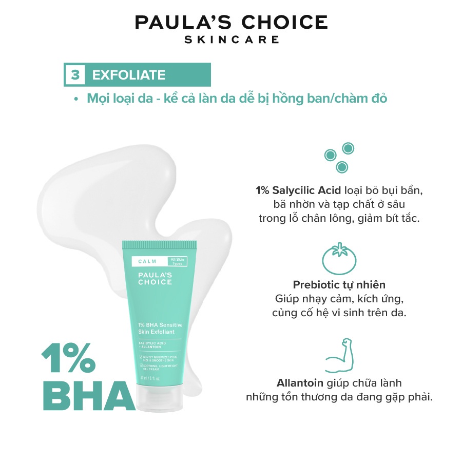 Gel loại bỏ tế bào chết dịu nhẹ cho da nhạy cảm Paula's Choice Calm 1% BHA Sensitive Skin Exfoliant 15ml 9217.1